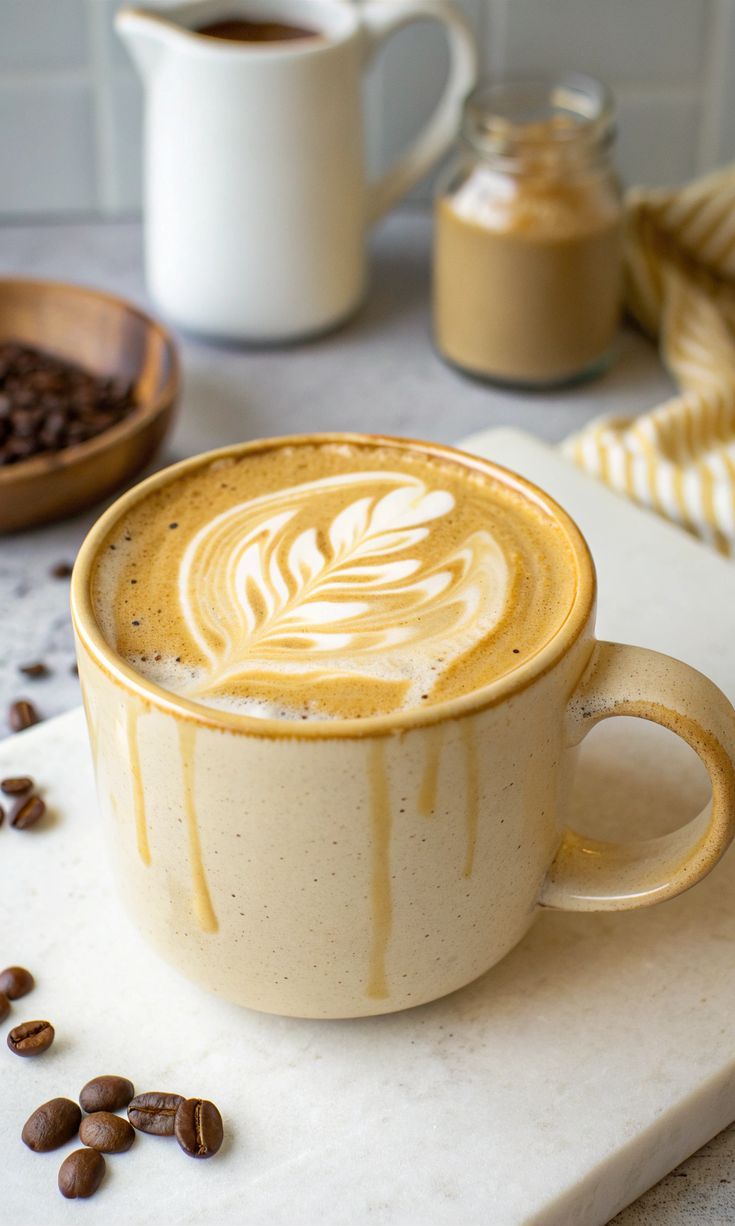Vanilla Latte in a glass mug